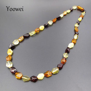 Amber Necklace for Women Geometric Original Beaded Mother D Gifts Healing Gems Natural Amber Jewelry Collar Wholesale