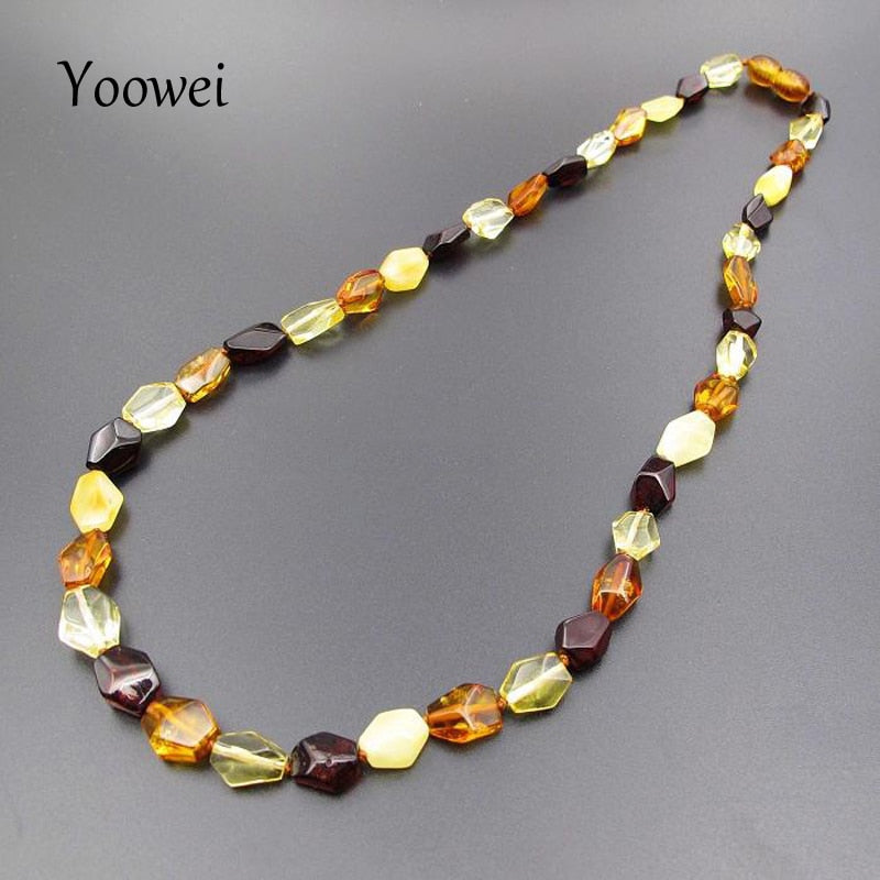 Amber Necklace for Women Geometric Original Beaded Mother D Gifts Healing Gems Natural Amber Jewelry Collar Wholesale