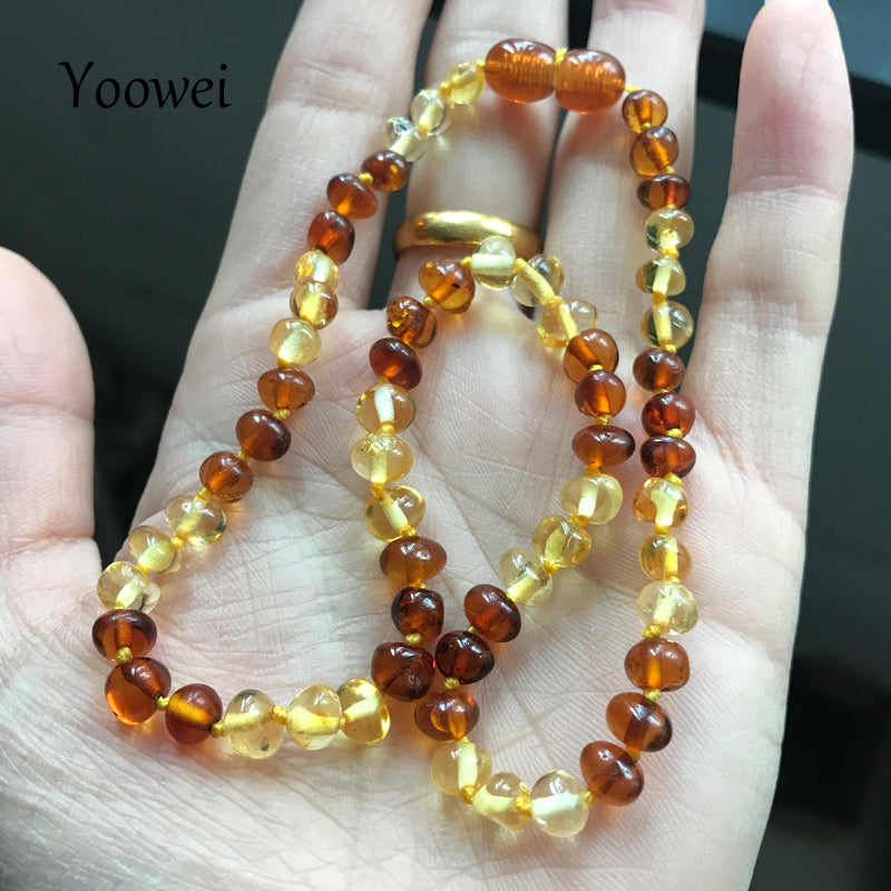 Baby Amber Teething Necklace for Gift Genuine Bead Women Baroque Natural Baltic Amber Jewelry Bracelet Necklace Wholesale