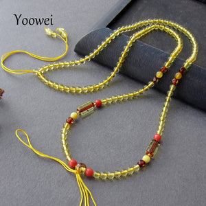 Baltic Amber Necklace Handmade Strand Natural Jewlery Precious Stone Adjustable Women Necklace Small Amber Beads for Gift