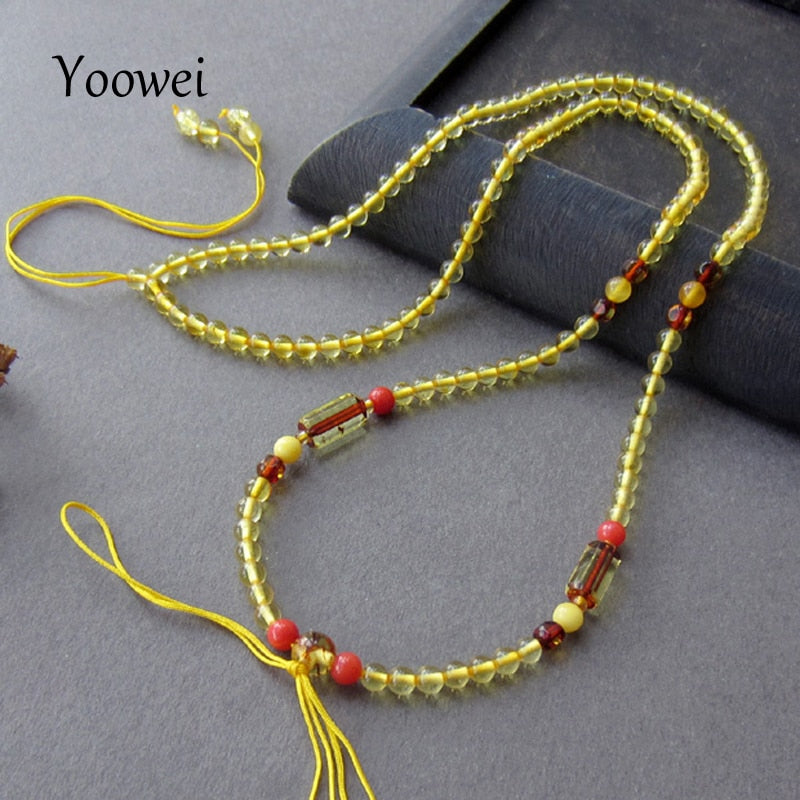 Baltic Amber Necklace Handmade Strand Natural Jewlery Precious Stone Adjustable Women Necklace Small Amber Beads for Gift