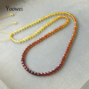 Faceted Amber Necklace Jewelry Wholesale Genuine Baltic Natural Amber Beads Adjustable Chain Necklace diy Women Jewellery