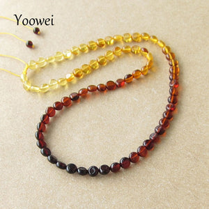 Natural Amber Adjustable Necklace for Unisex 100% Genuine Round Flat Bead Anniversary Gift Baltic Amber Jewelry Wholesale
