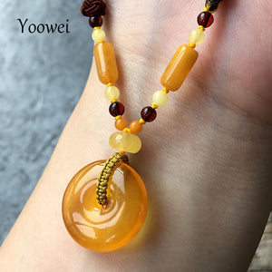 Natural Amber Pendant Necklace Wholesale with GIC Certificate Safety Lucky Beads Adjustable Baltic Amber Necklace Jewelry