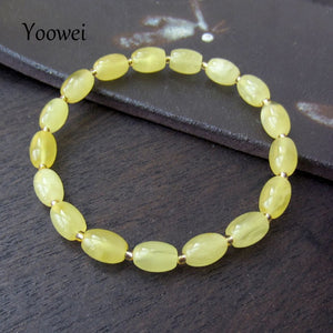 Natural Baltic Amber Stretch Bracelet for Party Wedding Gemstone Beads Elastic Jewelry Gift Polished Honey Amber Bracelet