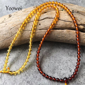 New 4mm Rainbow Amber Necklace for Women 46cm Diy Genuine Round Beads 100% Real Natural Baltic Amber Jewelry Wholesale