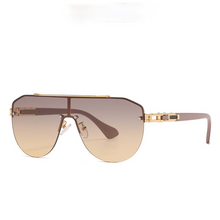 Load image into Gallery viewer, Ypanlkar Gradient lens Classic Brand men's oval Rimless designer Large frame sunglasses Vintage women sun glasses UV400