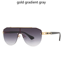 Load image into Gallery viewer, Ypanlkar Gradient lens Classic Brand men's oval Rimless designer Large frame sunglasses Vintage women sun glasses UV400