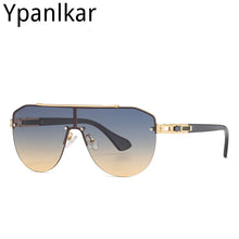 Load image into Gallery viewer, Ypanlkar Gradient lens Classic Brand men's oval Rimless designer Large frame sunglasses Vintage women sun glasses UV400