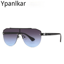 Load image into Gallery viewer, Ypanlkar Gradient lens Classic Brand men's oval Rimless designer Large frame sunglasses Vintage women sun glasses UV400