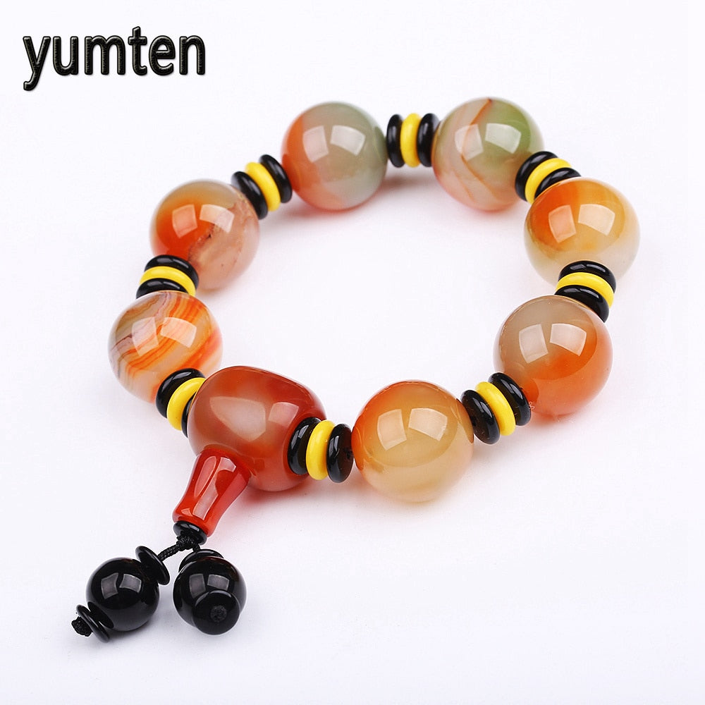 Agate Bracelet Men Jewelry Power Natural Stone Chakra Healing Balance Beads Reiki Energy Soy Luna Shadowhunters Pulseiras