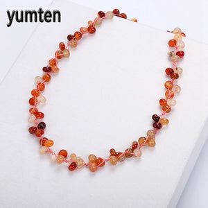 Agate Necklace Natural Stone Crystal Women's Woven Beads Popular Fashion Handmade Accessories Valentine's D Gift Bijou