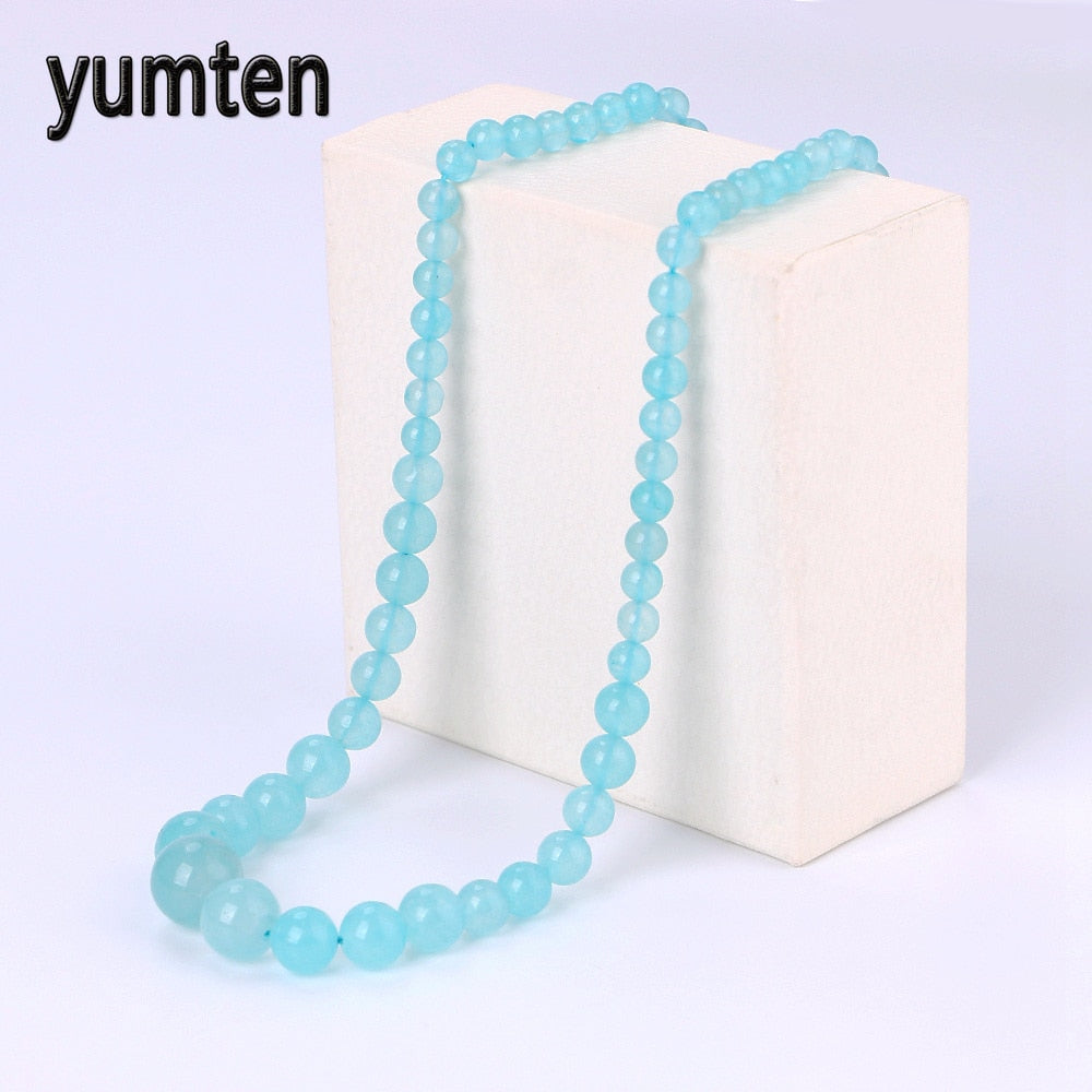 Aquamarine Necklace Power Crystal Women Jewelry Bead Chain Gift Collier Femme Colar Feminino Chocker Cats Bijuterias Fox