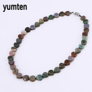 Aquatic Agate Necklace Stone Heart Power Crystal Women Jewelry Chain Hippie Game Throne Destiny Corrente Wholesale 5 PCS