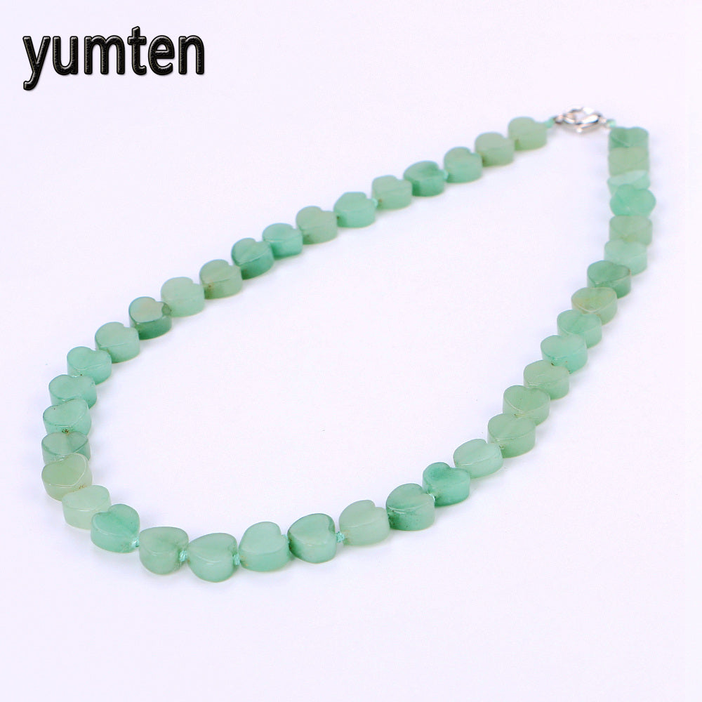 Aventurine Jade Necklace Power Chakra Healing Stones Heart Love Crystal Womens Jewelry Zelda Skyrim Wholesale 5 PCS