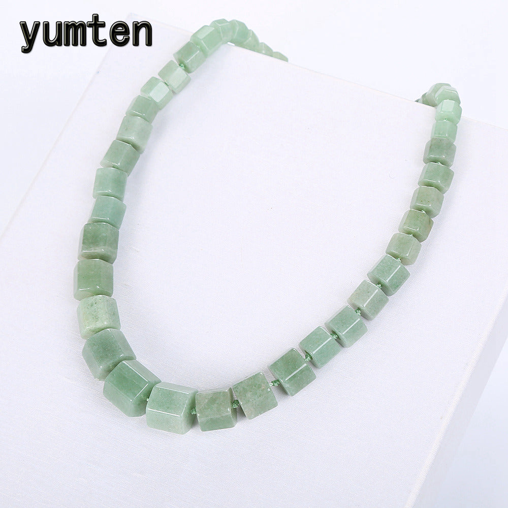 Aventurine Jade Necklace Women Natural Stone Vintage Diamond Power Crystal Choker Gemstone Statement Female Rubi Jewelry