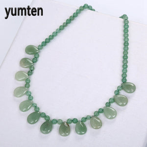 Aventurine Jade Water Drops Necklace Natural Stone Bead Chain Women Jewelry Popular Party Crystal Accessories Gemstone