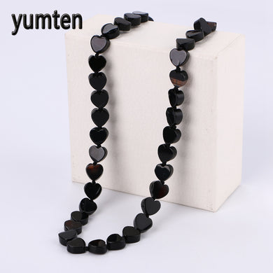 Black Agate Necklace Power Reiki Heart Natural Crystal Women Jewelry Necklaces Zelda Vintage Rhinestone Choker Bijoux