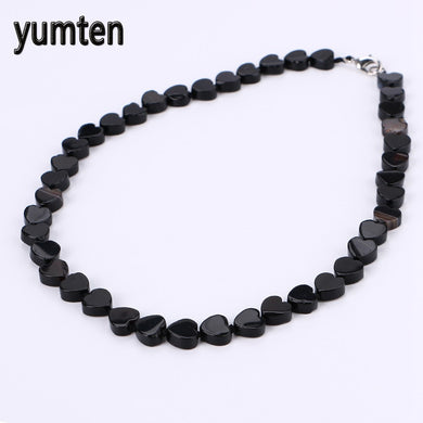 Collana di agata nera Potere Reiki Cuore Cristallo naturale Gioielli da donna Collane Zelda Strass vintage Commercio all'ingrosso 5 PZ 