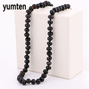 Black Agate Necklacee Power Natural Stone Woman High End Jewelry Gem Crystal Short Section Clavicle Chainround Beads Gift
