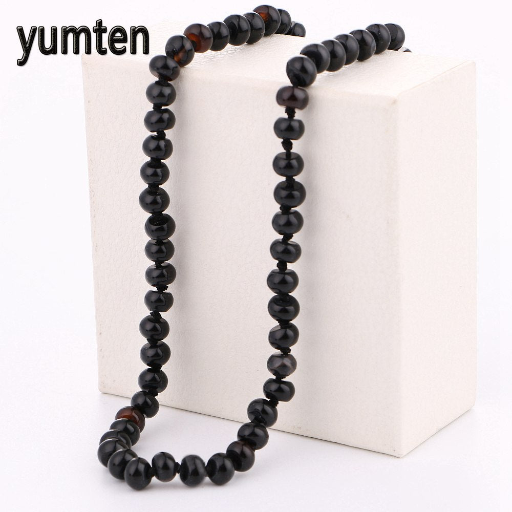 Black Agate Necklacee Power Natural Stone Woman High End Jewelry Gem Crystal Short Section Clavicle Chainround Beads Gift