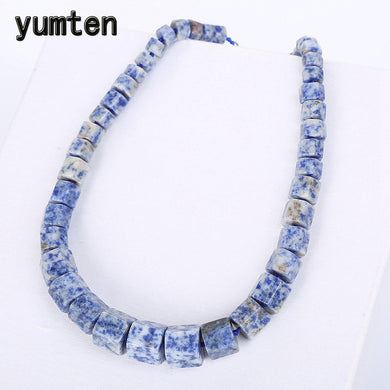 Blue Veinstone Choker Necklace Men Magnesite Square Diamond Statement Stone Gemstone Power Crystal Male Fine Jewelry Gift