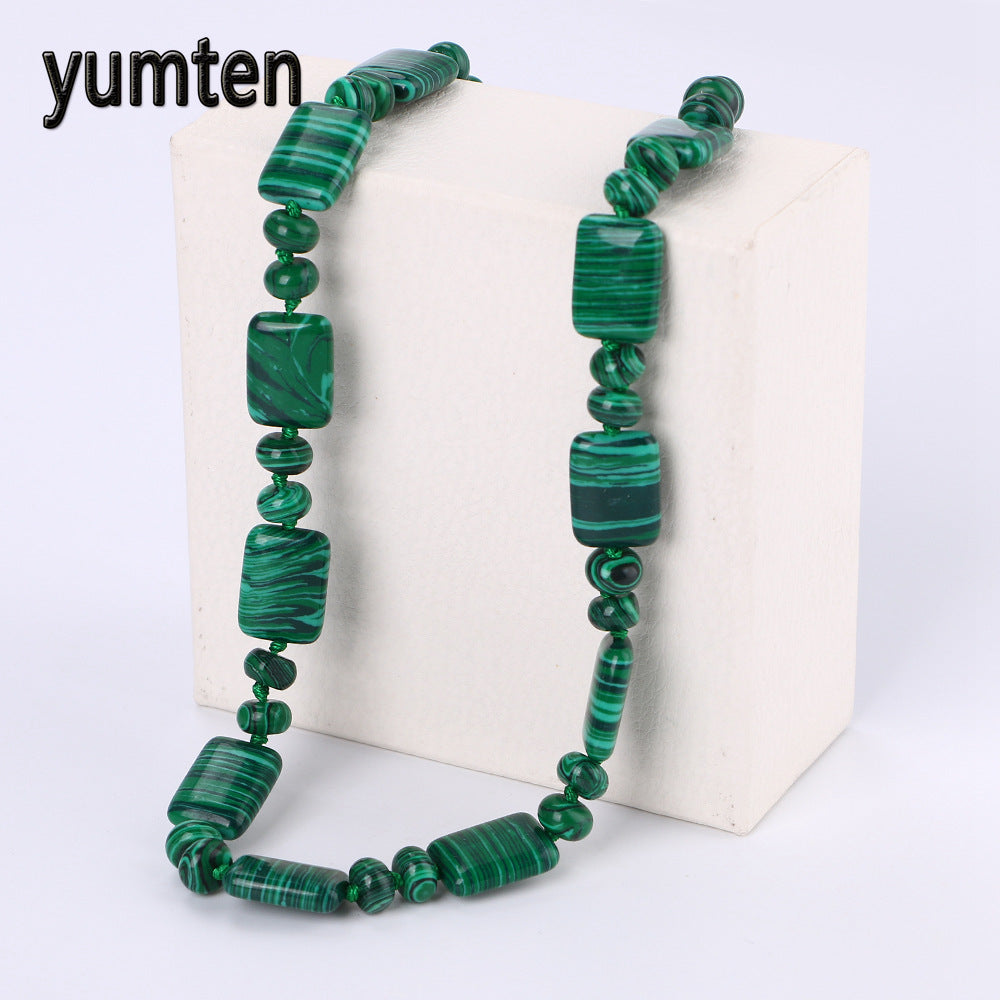 Brand Nature Malachite Women Short Necklace Ladies Stone Beads Fashion Jewelry Bijoux Femme Collier Luxe Collares Mujer