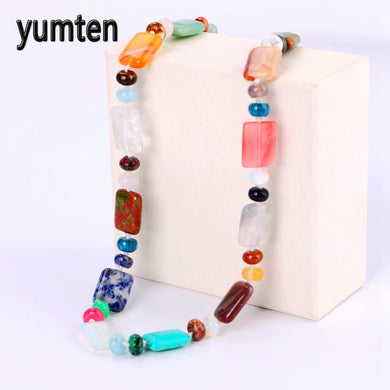 Collana corta da donna di marca con ciondoli pietre preziose colorate da donna perline di pietra naturale gioielli pietra portafortuna Collares Mujer Grandes 