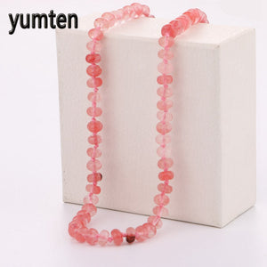 Cherry Quartz Gemstone pingentes Necklace Fashion Brand Luxury Jewelry Women Water Drop Crystal Necklace Collana Donna
