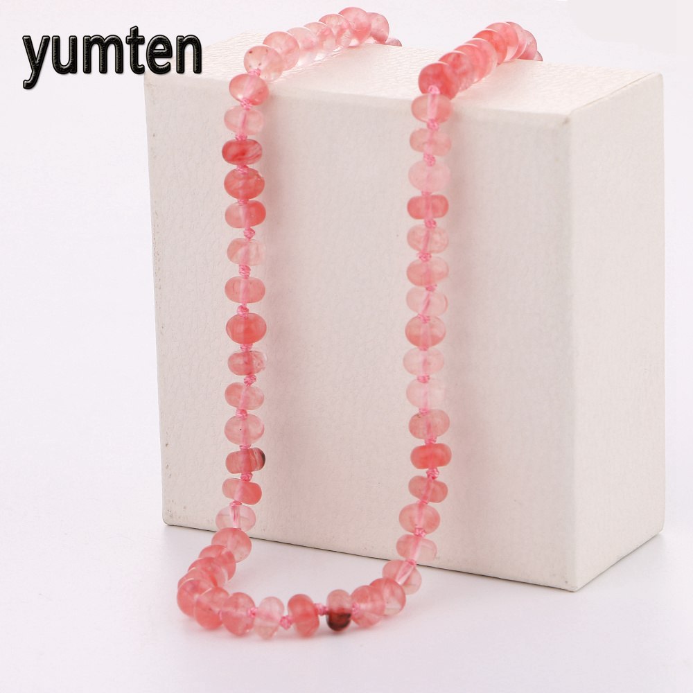 Cherry Quartz Gemstone pingentes Necklace Fashion Brand Luxury Jewelry Women Water Drop Crystal Necklace Collana Donna