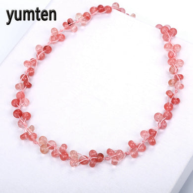 Cherry Quartz Woven Necklace Natural Stone Crystal Ladies Beads Fashion Jewelry Boutique Handmade Women Pendants Amethyst