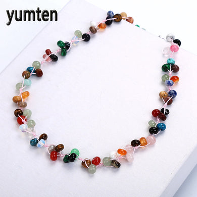 Colorful Crystal Woven Necklace Natural Stone Crystal Women Beads Popular Ball Handmade Exquisite Accessories Kolye Bayan
