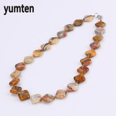 Collana colorata di giada potente Pietra naturale quadrata di cristallo Gioielli da uomo Colar Masculino Bohemian Chakra All'ingrosso 5 PZ 