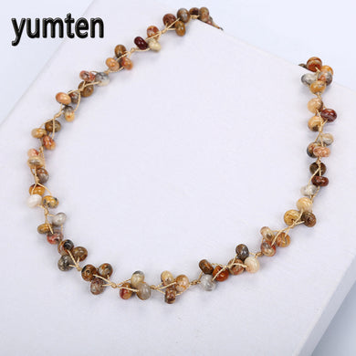 Colorful Jade Woven Necklace Crystal Ladies Popular Bead Chain Colorful Natural Stone Women Handmade Accessories Pingente