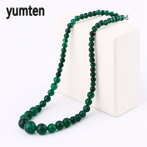 Green Agate Necklace Power Natural Stone Crystal Men For Women Jewelry Bead Chain Ketting Hippie Gothic Kolye Mermaid Gif