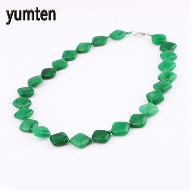 Jasper Necklace Power Square Natural Stone Crystal Women Jewelry Necklaces Tesbihteen Wolf Rainbow Pearl Wholesale 5 PCS