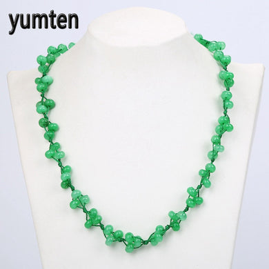 Jasper Woven Necklace Natural Stone Fashion Ladies Bead Chain Popular Party Green Crystal Women's Jewelry Wholesale 5 PCS