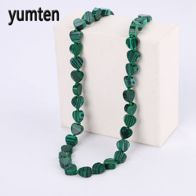Malachite Beads Heart Necklace For Women Nature Stone Jewelry Exquisite Crystal Gemstone Gifts Bijoux Femme Collier Luxe