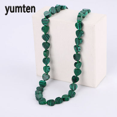 Malachite Necklace Power Stone Love Heart Crystal Women Jewelry Chain Corrente Collier Femme Colar Masculino Bisuteria