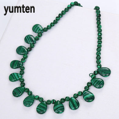 Collana con gocce d'acqua di malachite Collana da donna Gioielli popolari Donna Moda Festa Perline in pietra naturale Catena di cristallo Joyeria 