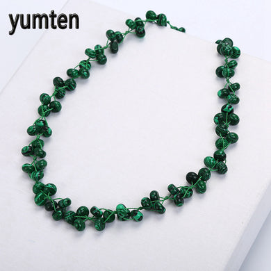 Malachite Woven Necklace Natural Stone Crystal Boutique Ladies Handmade Bead Chain Casual Fashion Accessories Amethyst