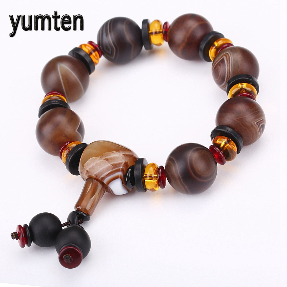 Men Bracelet Agate Natural Stone Jewelry Power Chakra Healing Balance Beads Survival Bracelet Soy Luna Shadowhunters Punk