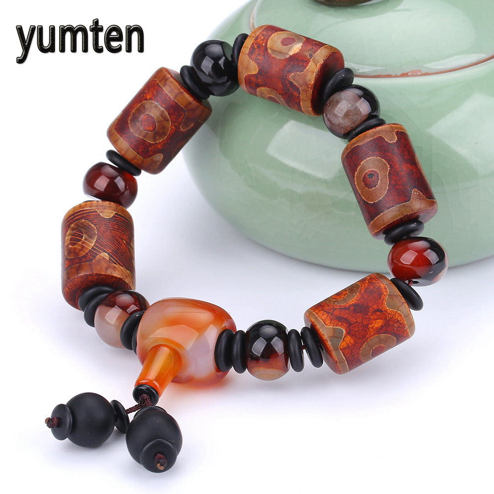 Men Jewelry Trend Bracelet Natural Black Agate Chalcedony Fashion Party Gift Scarpe Uomo Tenis Masculino Wholesale 5 PCS