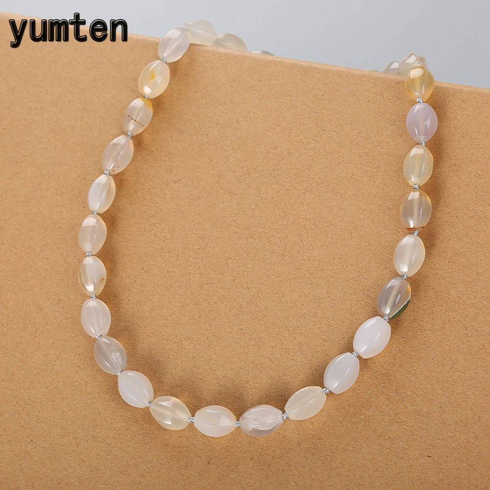 Natural Chalcedony Necklace Hyperbole Female Short Chain Geometric Crystal Power Accessories Engagement Rolo Chain Couple