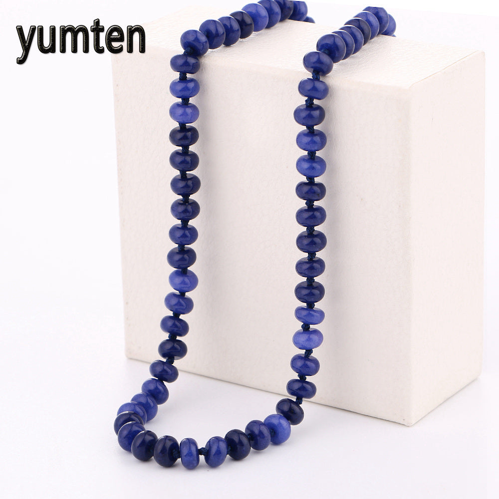 Natural Crystal Lapis Lazuli Necklace Power Women Exaggeration Prom Accessories Men Jewelry mortal kombat hippie