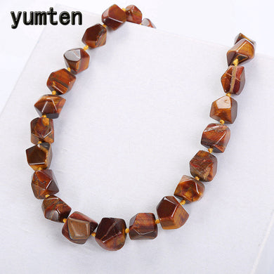 Natural Tiger Eye Stone Necklace Crystal Irregular Original Reiki Healing Vintage Fashion Classic Exquisite Men Jewelry