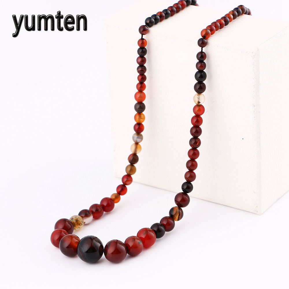Nature Agate Beads Necklace Fashion Stone Jewelry Women Short Necklace Harajuku Gemstone Collares De Piedras Naturales