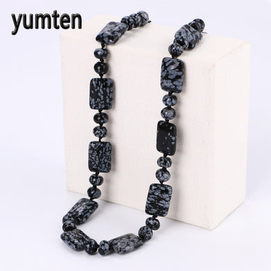 Nature Alabaster Beads Chain Stone Necklace Women Gemstone Fashion Jewelry Vegan The Witcher Teen Wolf Statement Sautoir