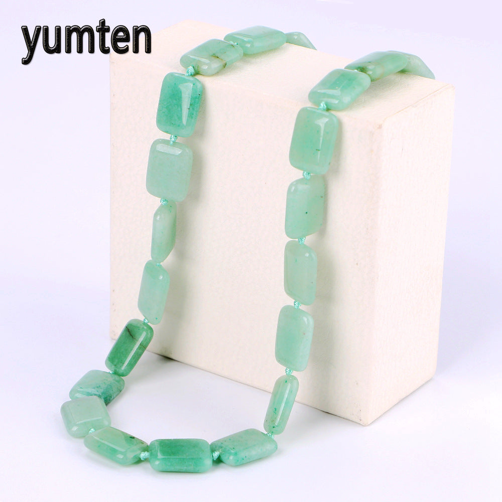 Nature Green Chalcedony Short Necklace Stone Women Power Necklaces Gemstone Fine Jewelry Body Chain sieraden kettingen