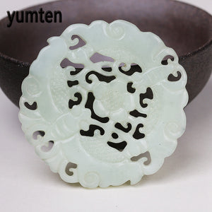 Nature Jade Pendant Necklace For Women Men Chinese Style Hand Carved Hollow Round Jade Fine Jewelry Gemstone Crystal Gift